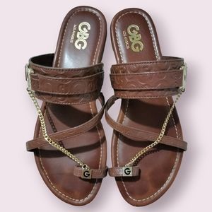 GbyGuess Gold Chain Toe Ring Sandals